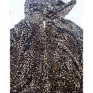 Juicy Couture Leopard Print Velour Zip Up Hoodie Brown Black